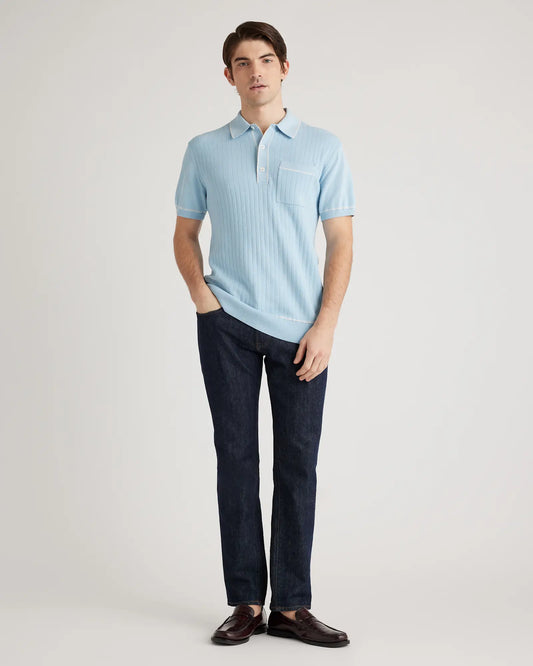 Organic Cotton-Silk Tipped Polo Sweater - US 0127