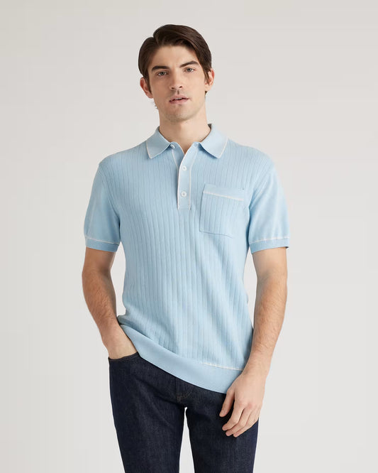 Organic Cotton-Silk Tipped Polo Sweater - US 0127