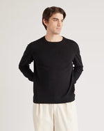 Organic Cotton-Silk Pique Crewneck Sweater - US 7445
