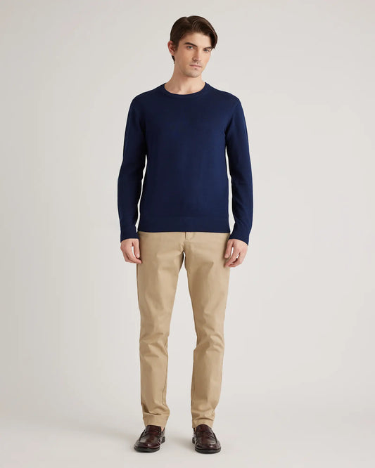 Organic Cotton-Silk Pique Crewneck Sweater - US 9743
