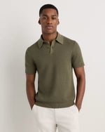 100% Organic Cotton Mesh-Stitch Sweater Polo - US 8376