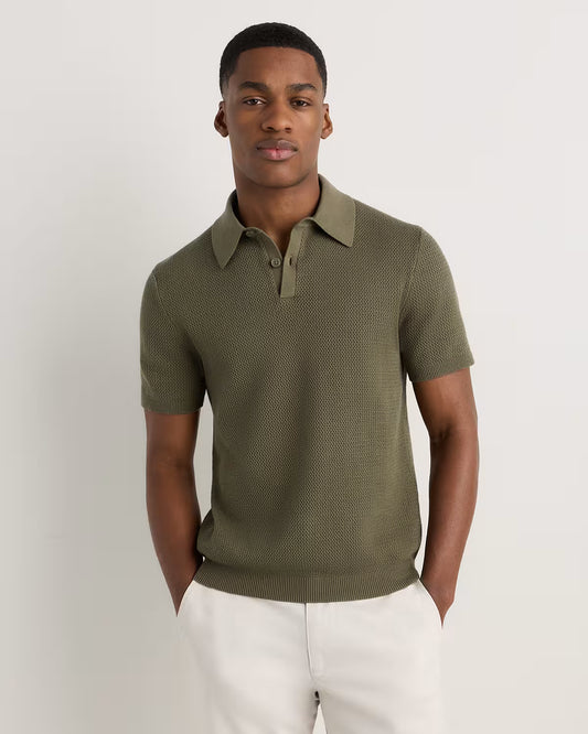 100% Organic Cotton Mesh-Stitch Sweater Polo - US 8376