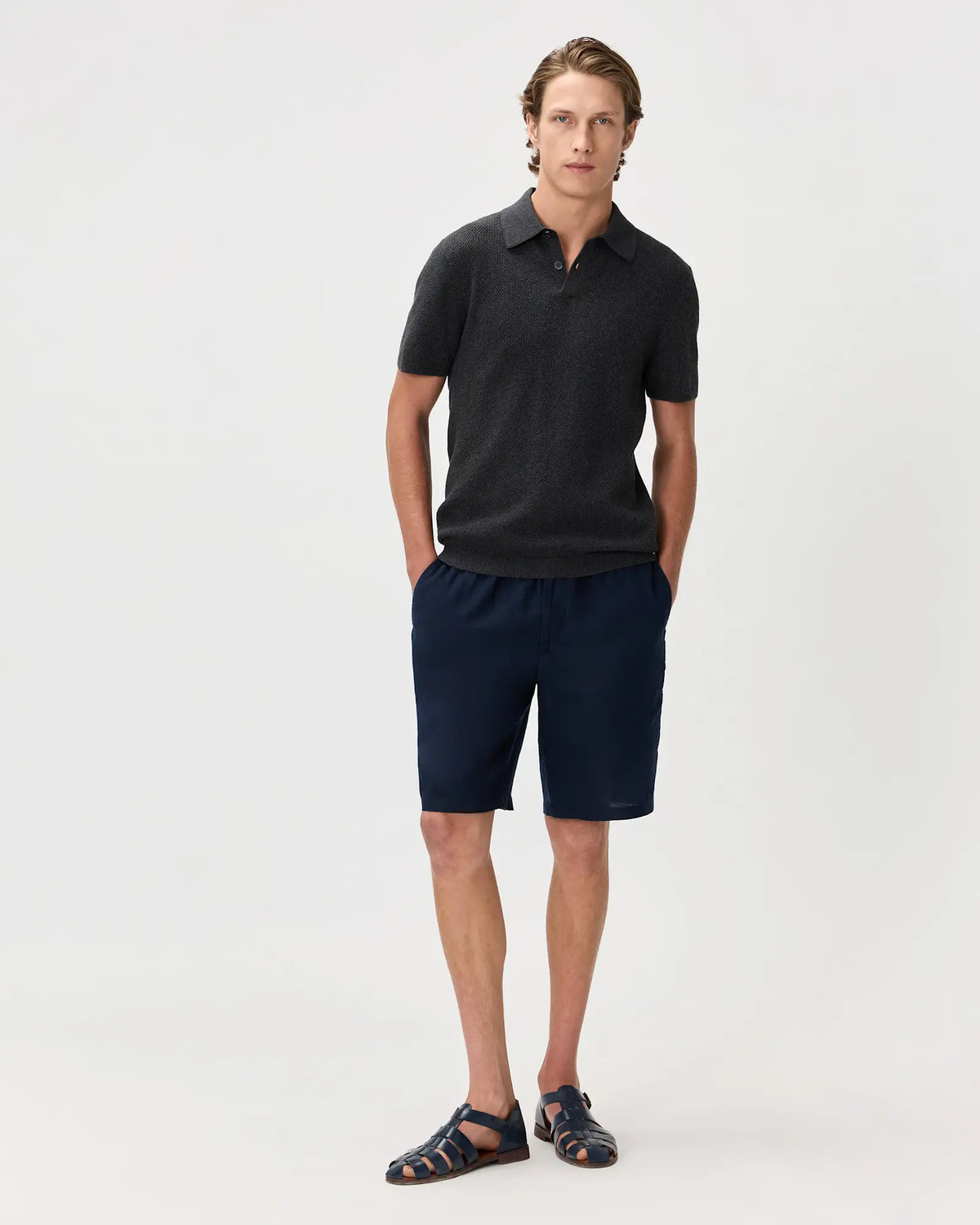 100% Organic Cotton Mesh-Stitch Sweater Polo - US 6131