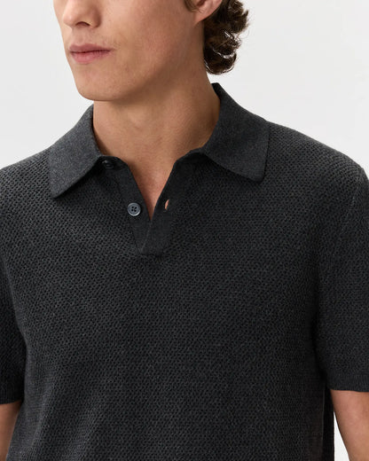100% Organic Cotton Mesh-Stitch Sweater Polo - US 6131