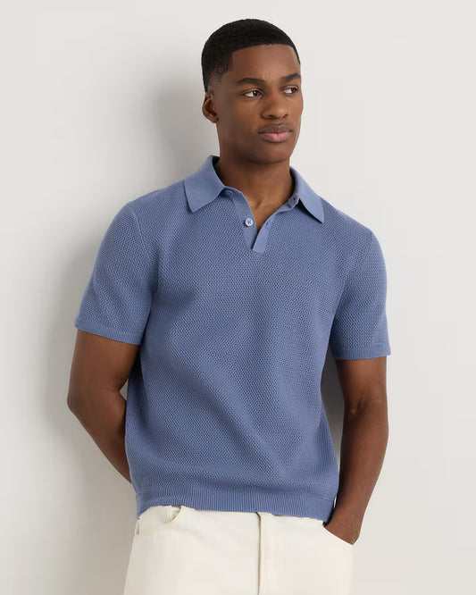 100% Organic Cotton Mesh-Stitch Sweater Polo - US 8783