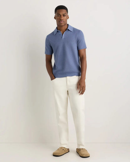 100% Organic Cotton Mesh-Stitch Sweater Polo - US 8783