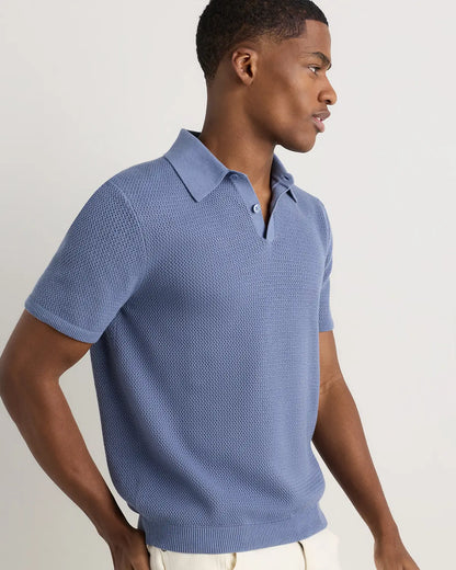 100% Organic Cotton Mesh-Stitch Sweater Polo - US 8783
