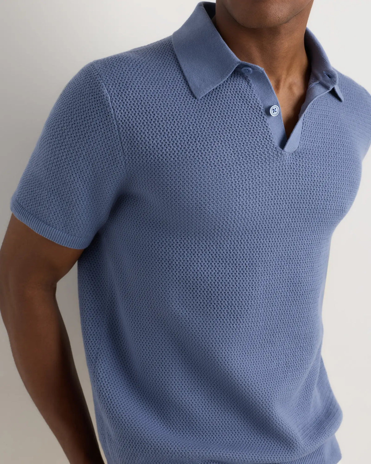 100% Organic Cotton Mesh-Stitch Sweater Polo - US 8783