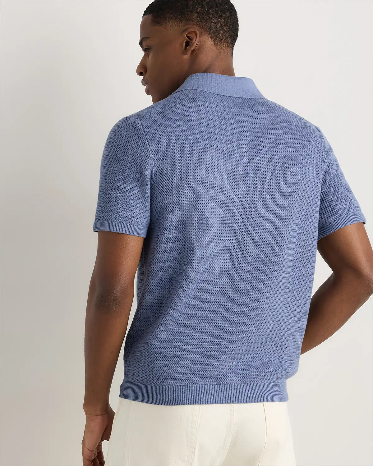 100% Organic Cotton Mesh-Stitch Sweater Polo - US 8783