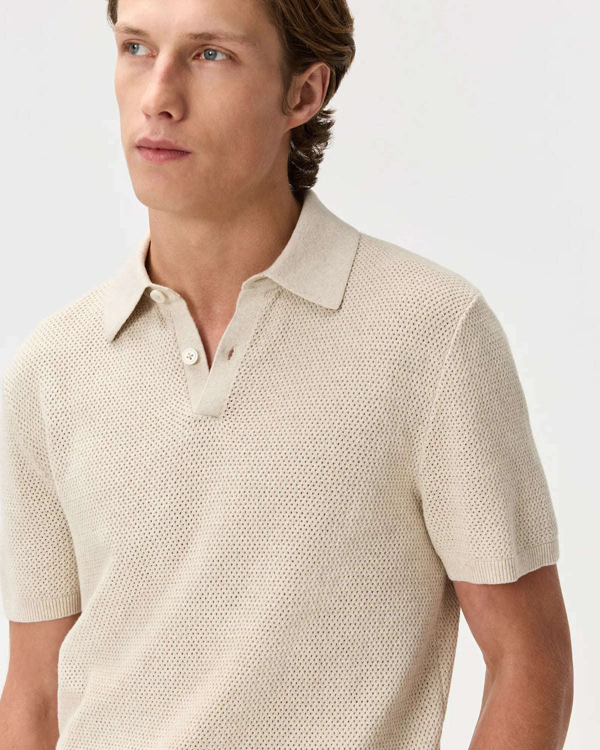 100% Organic Cotton Mesh-Stitch Sweater Polo - US 3230