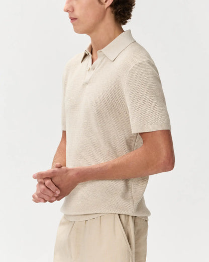 100% Organic Cotton Mesh-Stitch Sweater Polo - US 3230