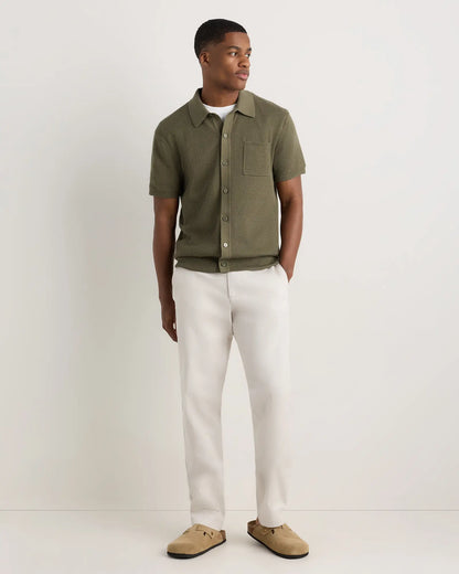 100% Organic Cotton Mesh-Stitch Button-Up Sweater Polo - US 6240