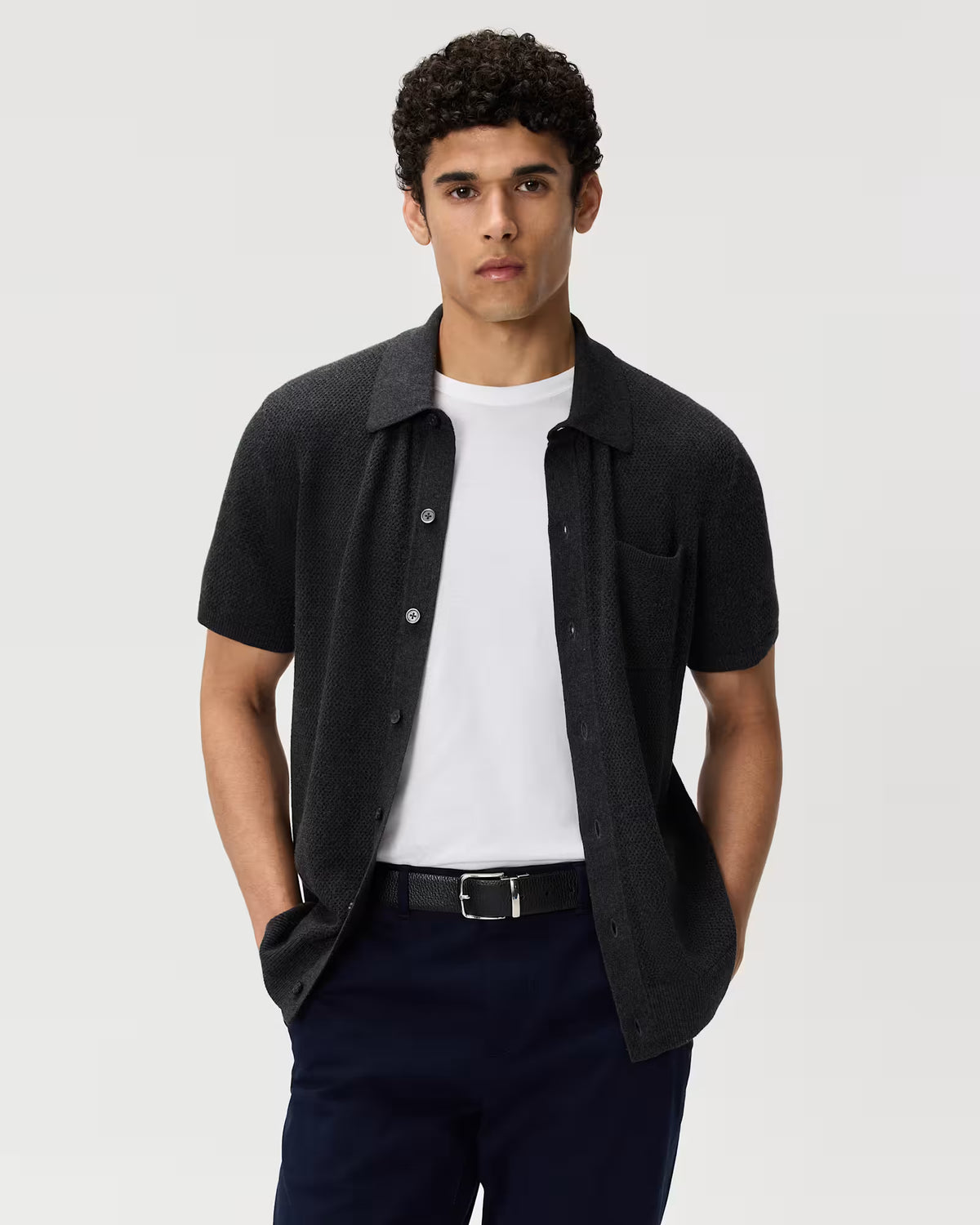 100% Organic Cotton Mesh-Stitch Button-Up Sweater Polo - US 6520