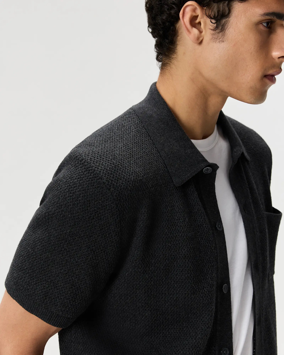 100% Organic Cotton Mesh-Stitch Button-Up Sweater Polo - US 6520
