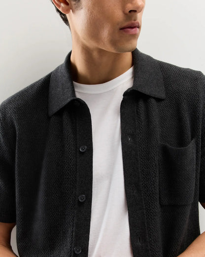 100% Organic Cotton Mesh-Stitch Button-Up Sweater Polo - US 6520