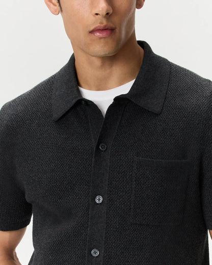 100% Organic Cotton Mesh-Stitch Button-Up Sweater Polo - US 6520