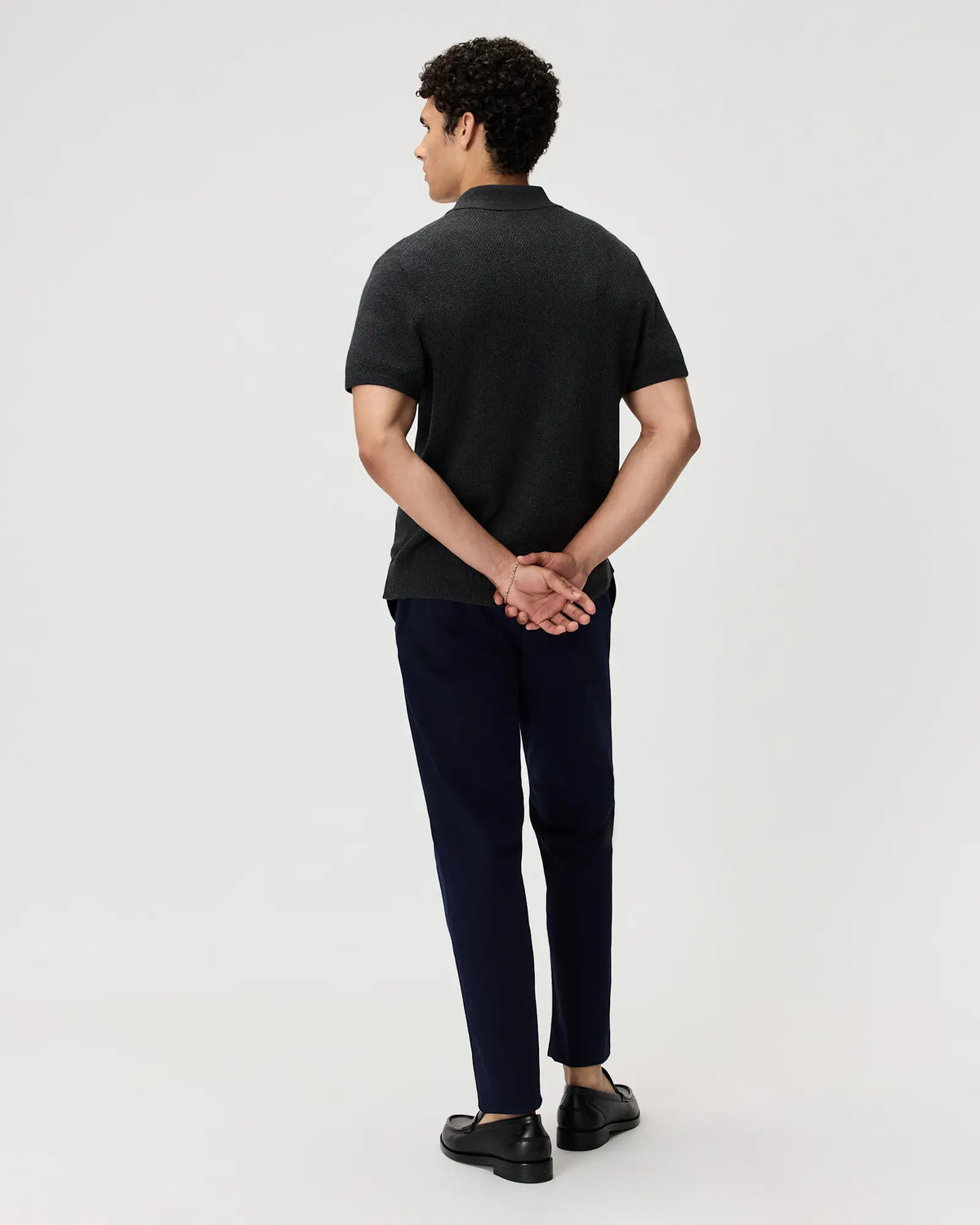 100% Organic Cotton Mesh-Stitch Button-Up Sweater Polo - US 6520
