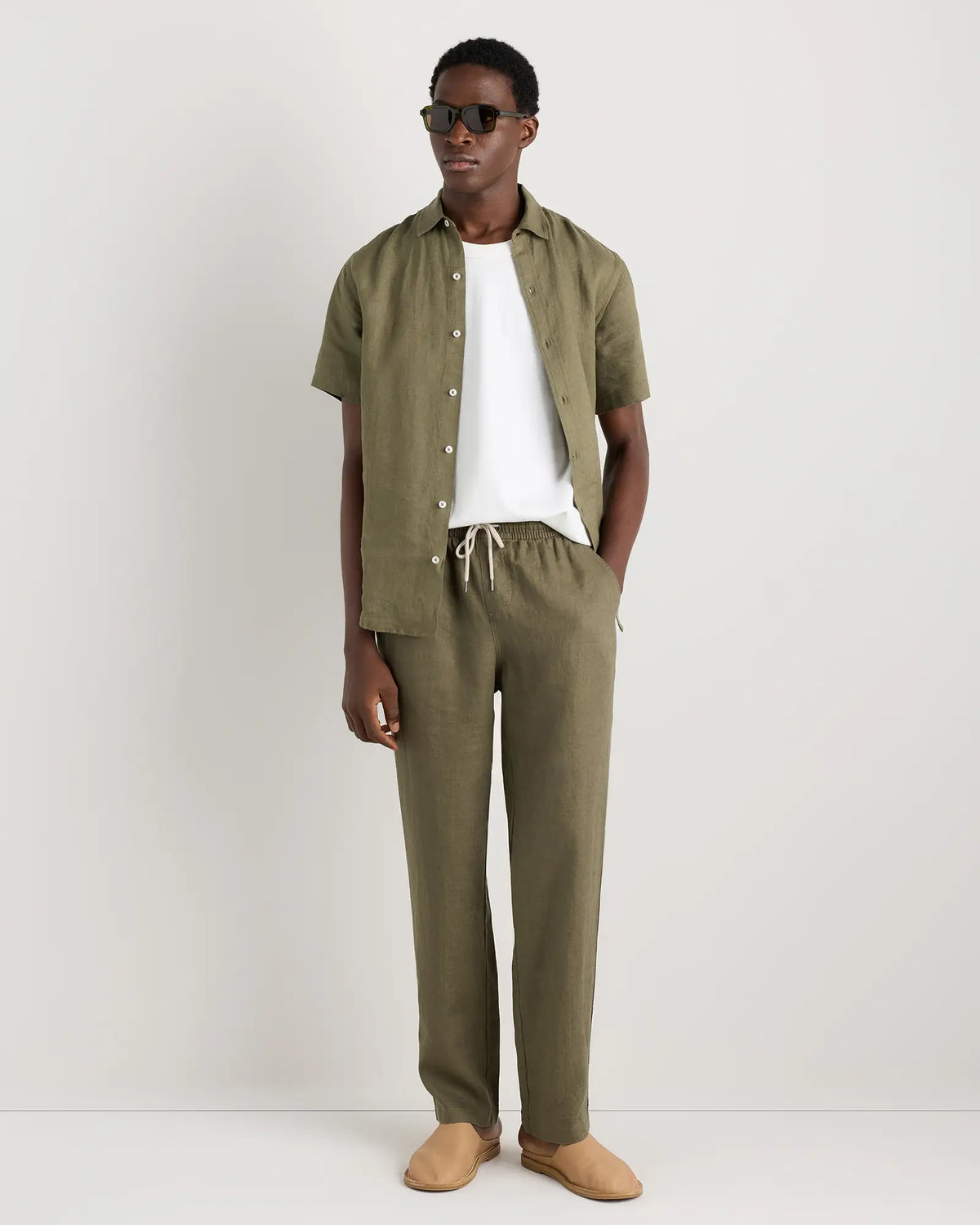 100% European Linen Drawstring Beach Pants - US 5579
