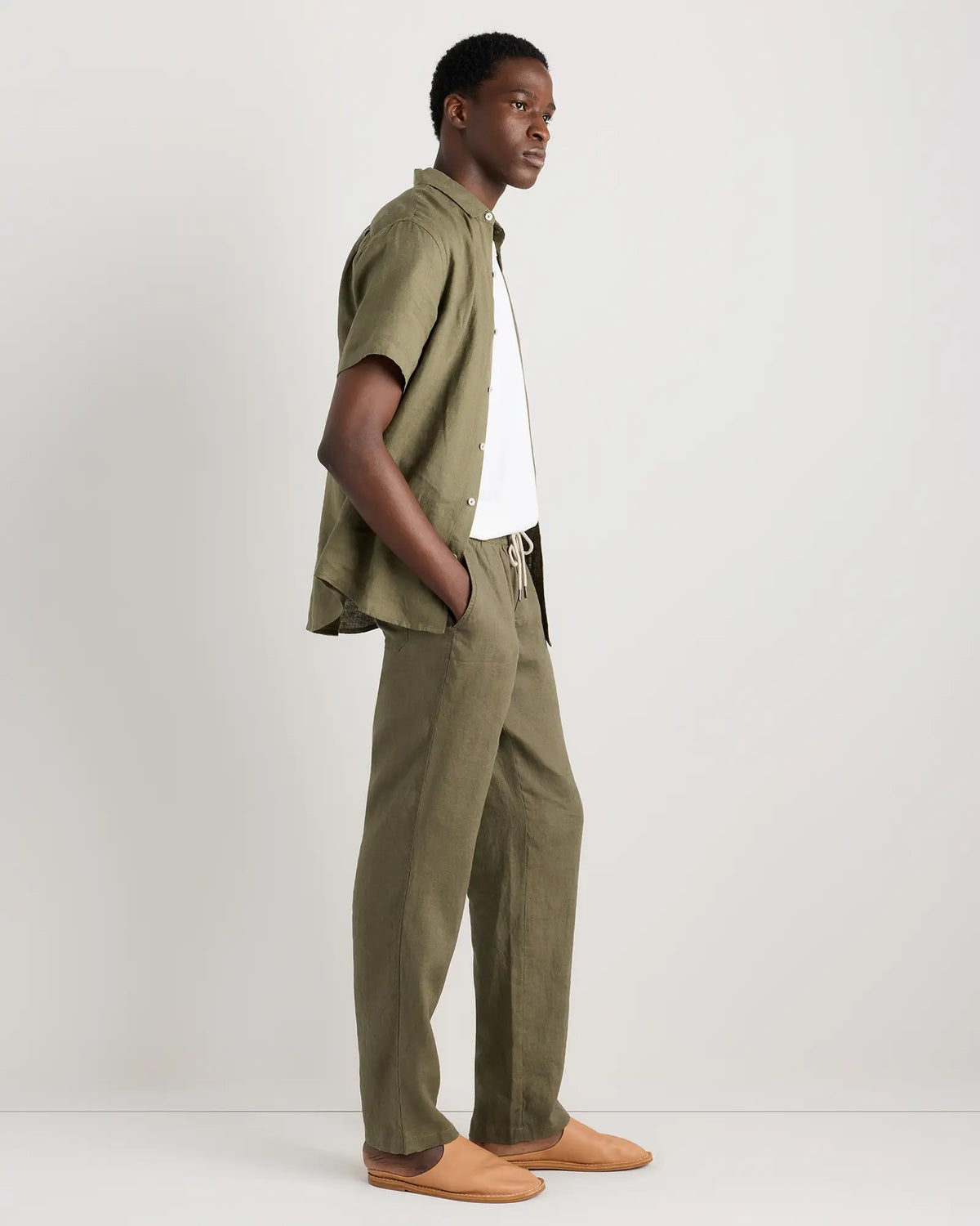 100% European Linen Drawstring Beach Pants - US 5579