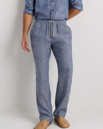 100% European Linen Drawstring Beach Pants - US 5389