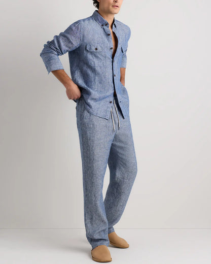 100% European Linen Drawstring Beach Pants - US 5500