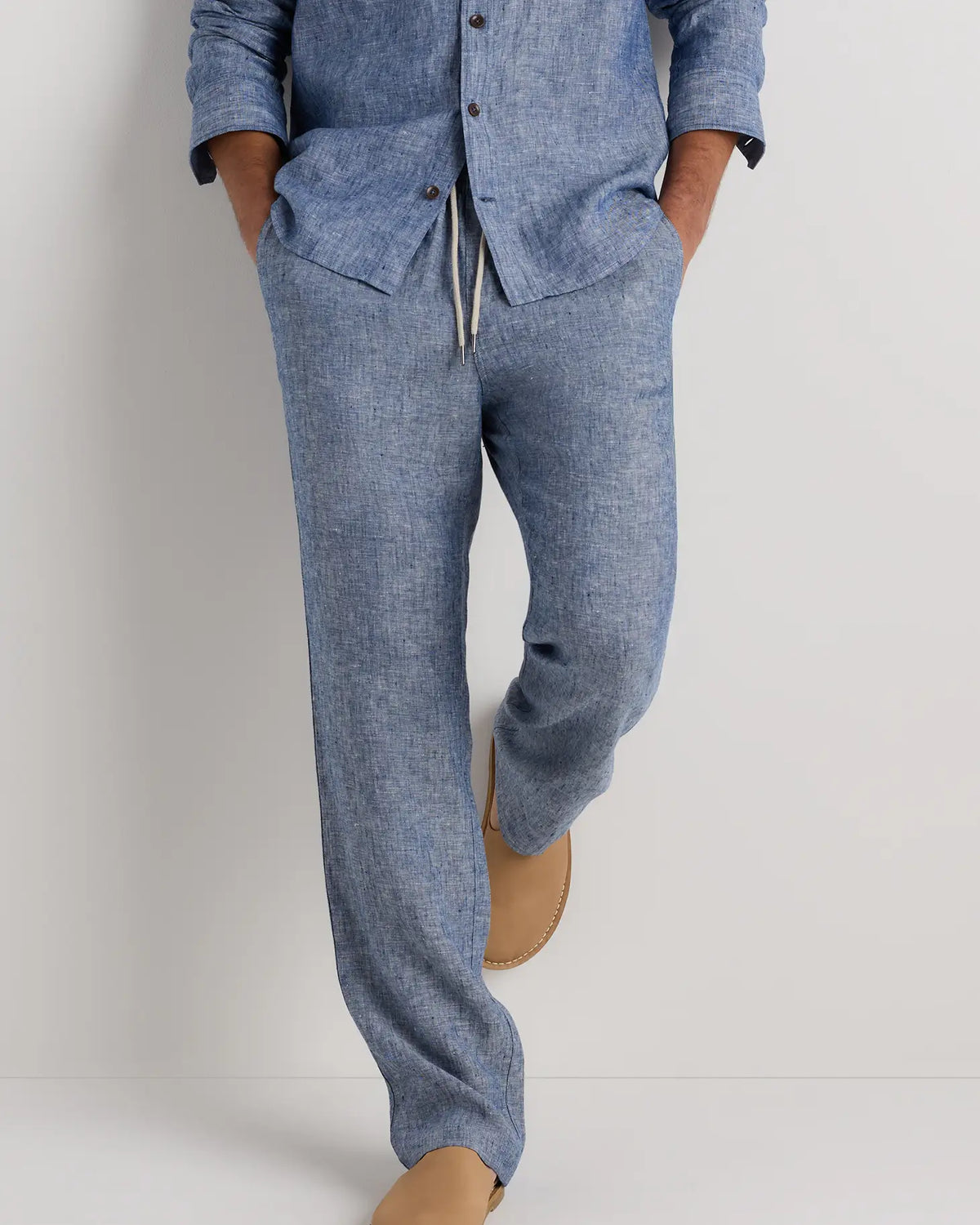 100% European Linen Drawstring Beach Pants - US 5500