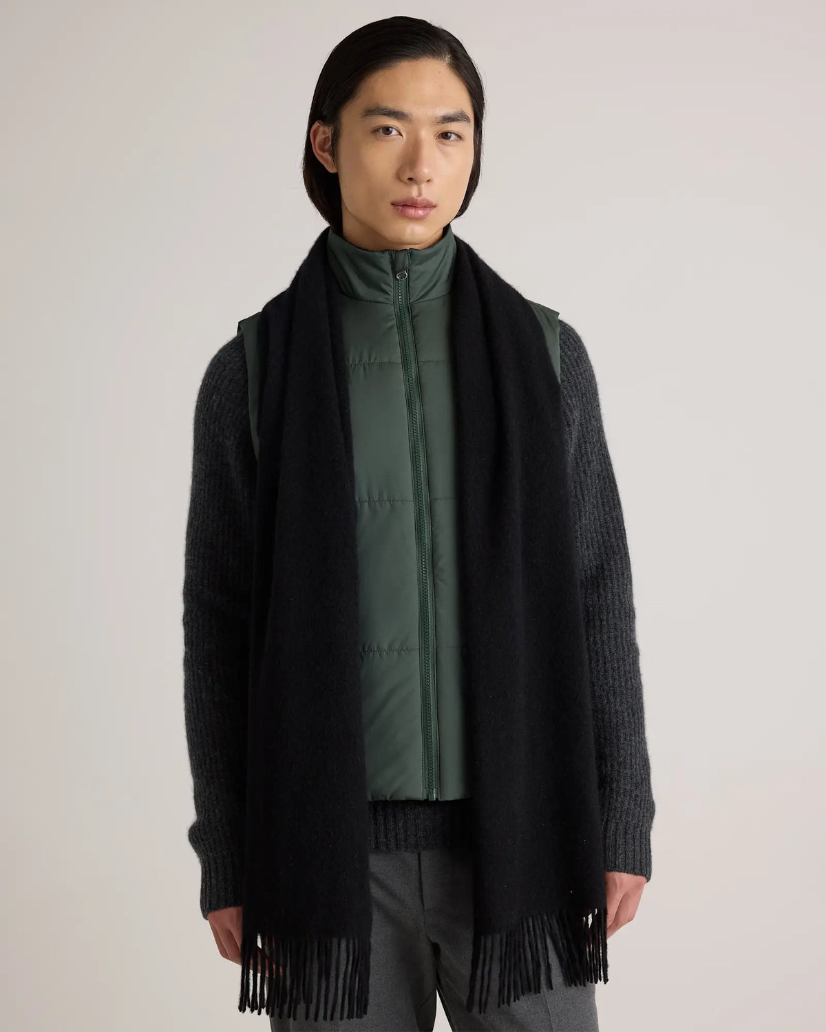 Mongolian Cashmere Woven Fringe Scarf - US 3638