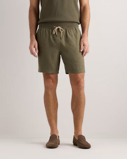 100% European Linen Drawstring Beach Shorts - 7" - US 8329