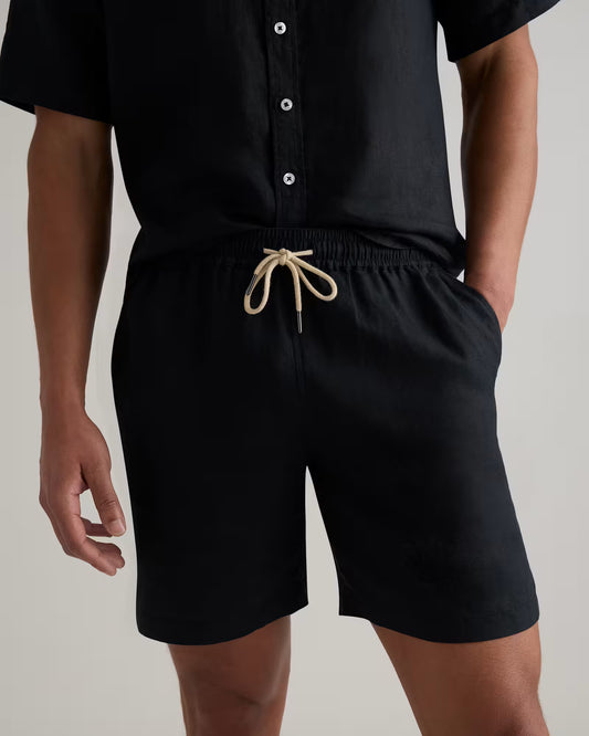 100% European Linen Drawstring Beach Shorts - 7" - US 7104