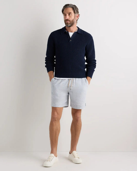 100% European Linen Drawstring Beach Shorts - 7" - US 4529