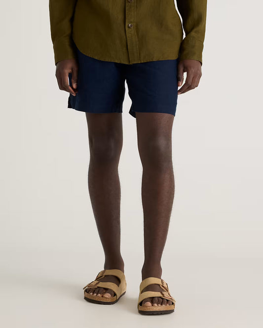 100% European Linen Drawstring Beach Shorts - 7" - US 7553