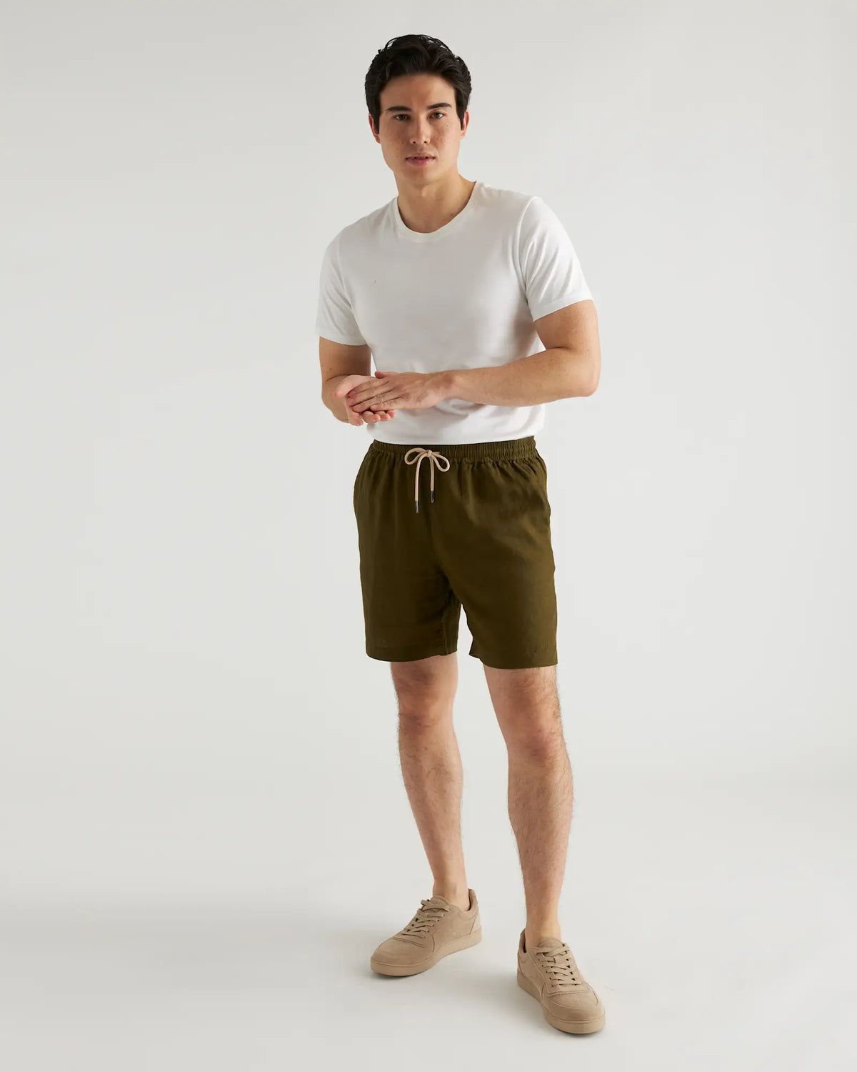 100% European Linen Drawstring Beach Shorts - 7" - US 6707