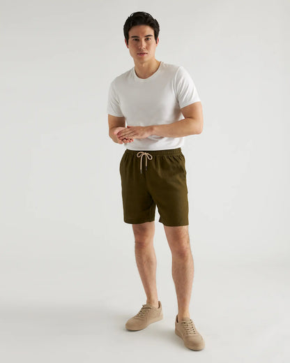 100% European Linen Drawstring Beach Shorts - 7" - US 6707