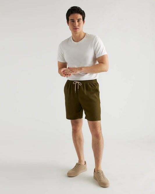 100% European Linen Drawstring Beach Shorts - 7" - US 6707