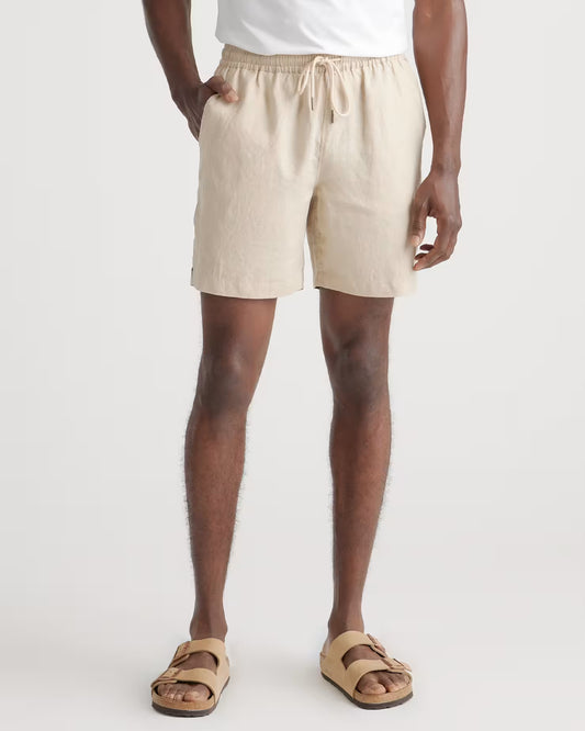 100% European Linen Drawstring Beach Shorts - 7" - US 7109