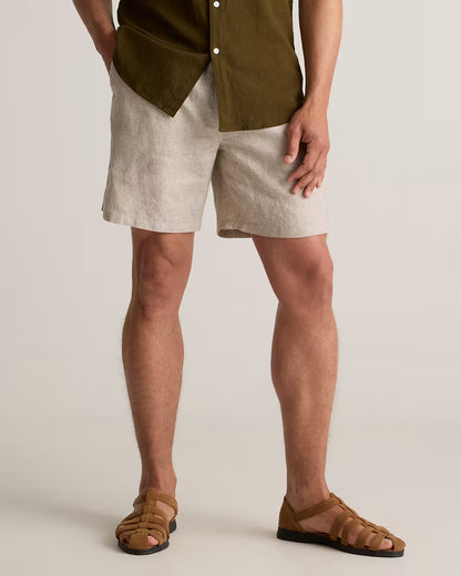 100% European Linen Drawstring Beach Shorts - 7" - US 1893