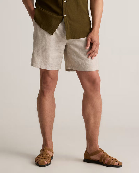 100% European Linen Drawstring Beach Shorts - 7" - US 1893