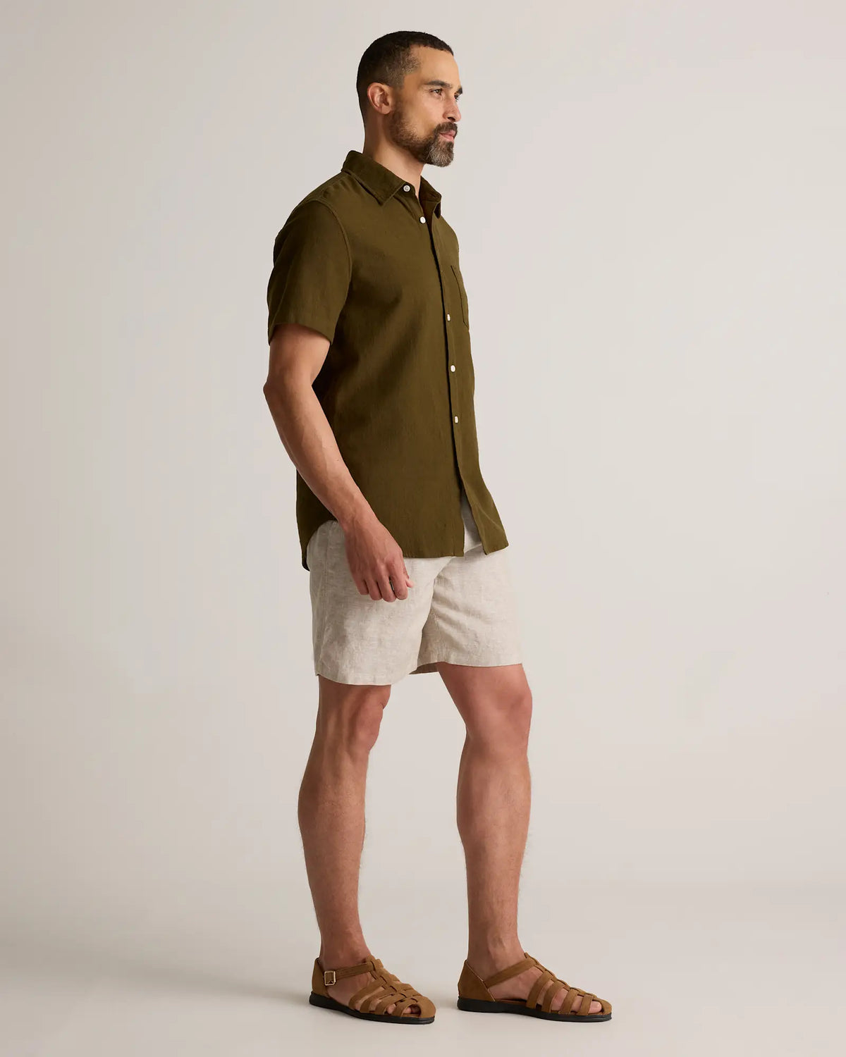 100% European Linen Drawstring Beach Shorts - 7" - US 1893
