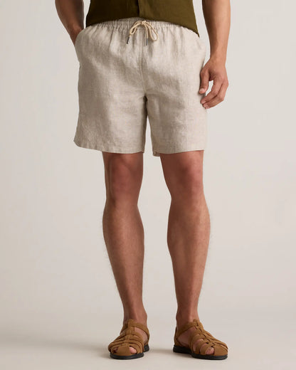 100% European Linen Drawstring Beach Shorts - 7" - US 1893