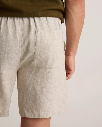 100% European Linen Drawstring Beach Shorts - 7" - US 1893