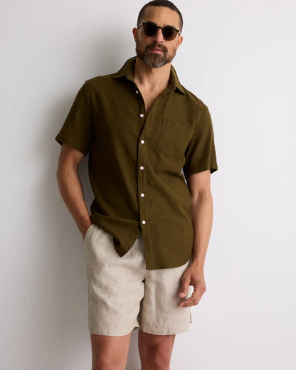 100% European Linen Drawstring Beach Shorts - 7" - US 1893