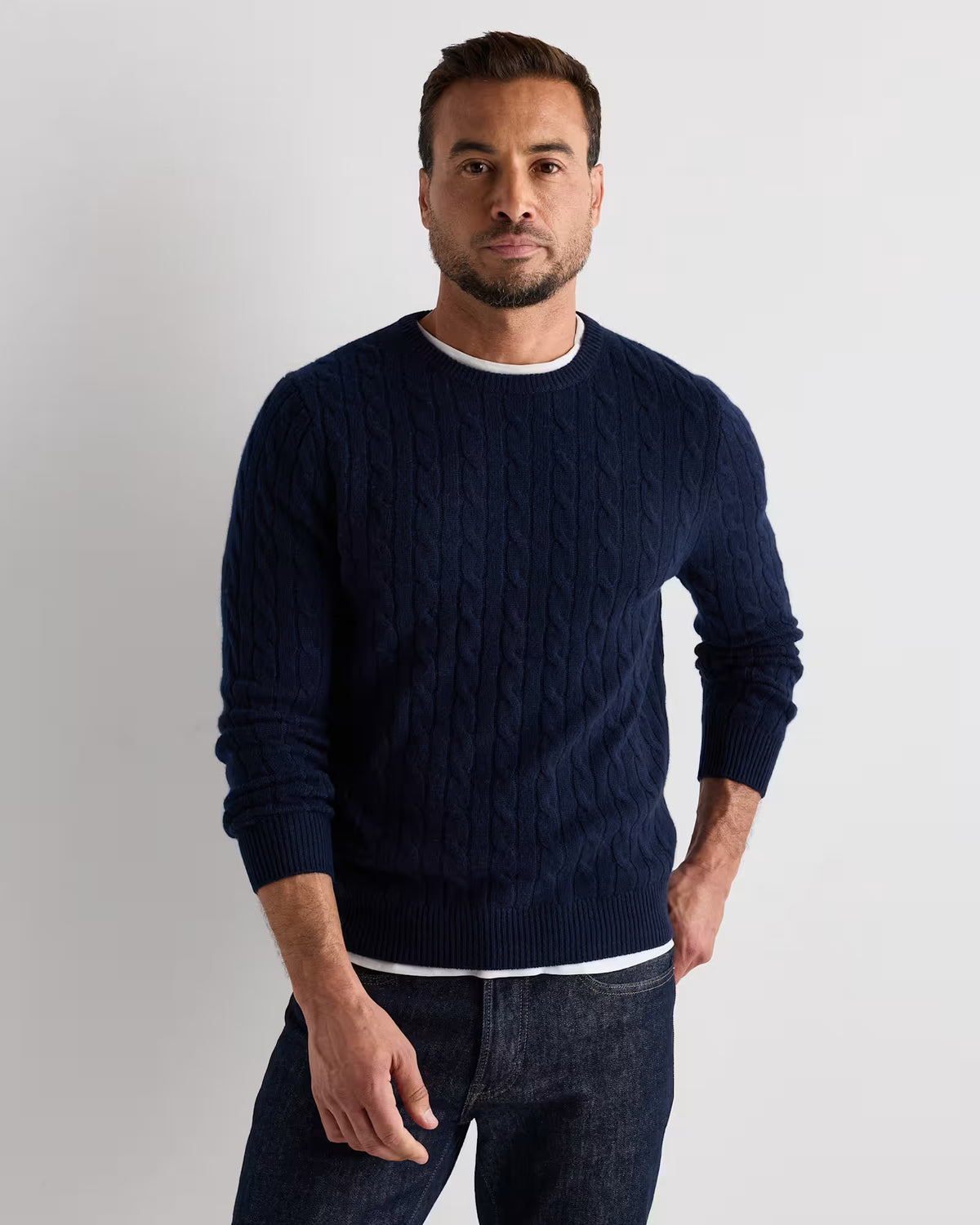 Mongolian Cashmere Classic Cable Crewneck Sweater - US 9410