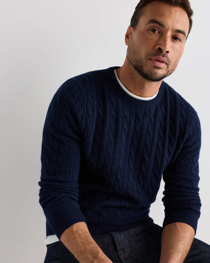 Mongolian Cashmere Classic Cable Crewneck Sweater - US 9410