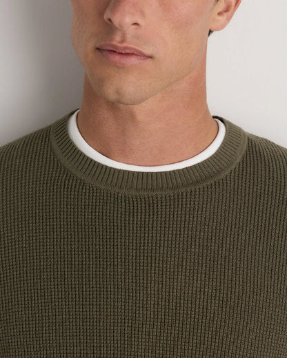 Organic Cotton Cashmere Waffle Crewneck Sweater - US 9242