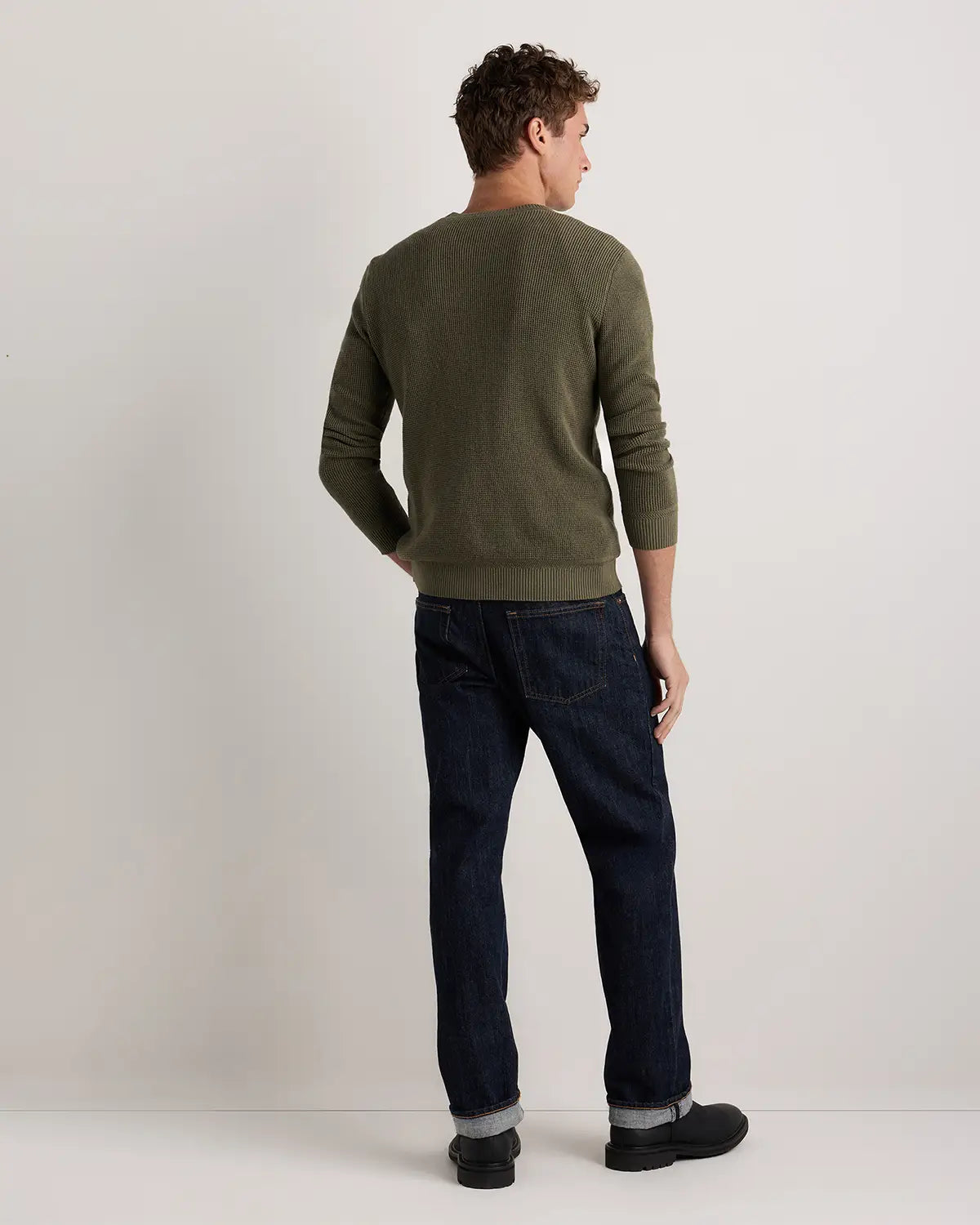 Organic Cotton Cashmere Waffle Crewneck Sweater - US 9242