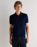 Cotton-Silk Ribbed Short Sleeve Sweater Polo - US 6395
