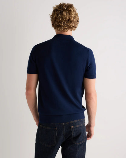 Cotton-Silk Ribbed Short Sleeve Sweater Polo - US 6395