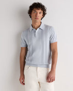 Cotton-Silk Ribbed Short Sleeve Sweater Polo - US 1408