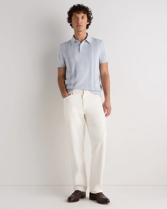 Cotton-Silk Ribbed Short Sleeve Sweater Polo - US 1408