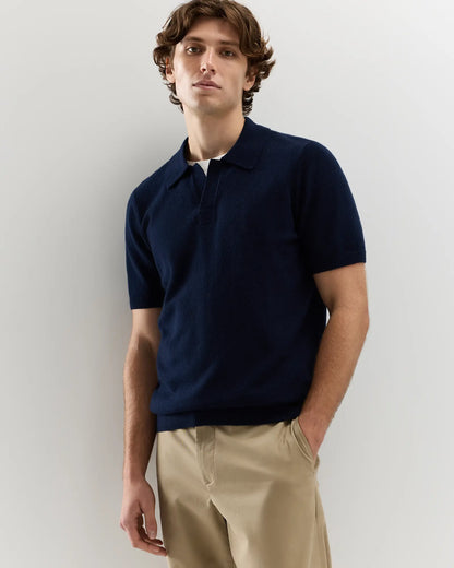 100% Mongolian Cashmere Johnny Collar Polo Sweater - US 1449